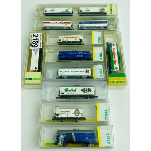 2189 - 10x Minitrix N Gauge Assorted Wagons - See Picture  P&P Group 1 (£14+VAT for the first lot and £1+VA... 