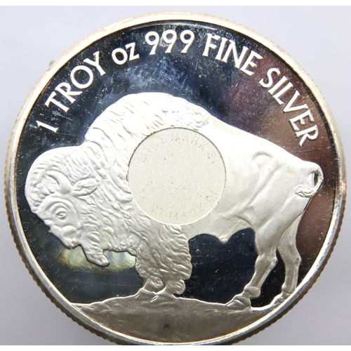 3268 - 1oz Pure silver American buffalo coin, encapsulated. P&P Group 1 (£14+VAT for the first lot and £1+V... 