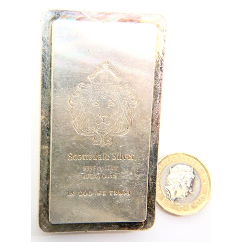 3269 - Scottsdale silver 10oz fine silver bar. P&P Group 1 (£14+VAT for the first lot and £1+VAT for subseq... 