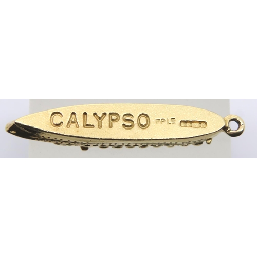 24 - 9ct solid gold vintage 1978 Calypso cruise ship charm, 3.3g. P&P Group 1 (£14+VAT for the first lot ... 