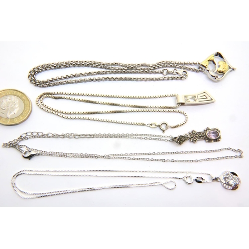 62 - Four silver necklaces, combined 28g. P&P Group 1 (£14+VAT for the first lot and £1+VAT for subsequen... 