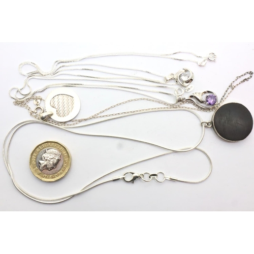 65 - Four silver necklaces, combined 18g. P&P Group 1 (£14+VAT for the first lot and £1+VAT for subsequen... 