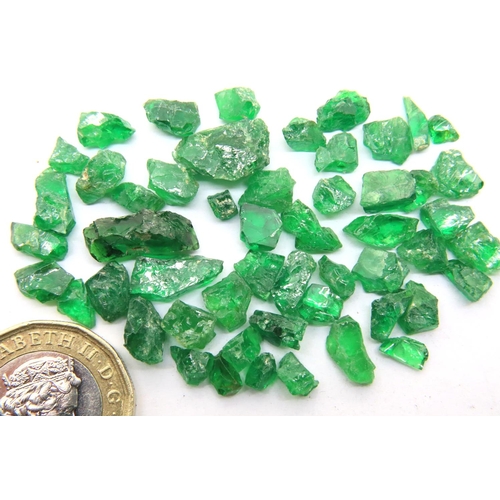 70 - Collection of uncut gemstones, possibly green garnet. P&P Group 1 (£14+VAT for the first lot and £1+... 