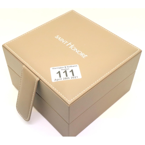 111 - Boxed gents Saint Honore calendar wristwatch, dial D: 35 mm. P&P Group 1 (£14+VAT for the first lot ... 