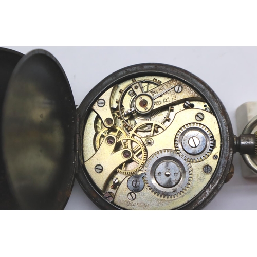 115 - Gunmetal and gold plated crown wind pocket watch by A&J Smith Aberdeen. P&P Group 1 (£14+VAT for the... 