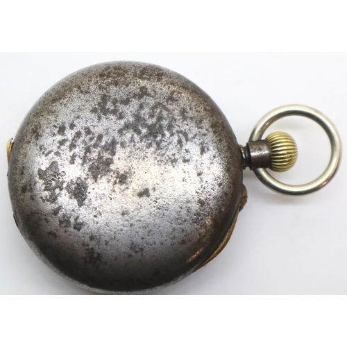 115 - Gunmetal and gold plated crown wind pocket watch by A&J Smith Aberdeen. P&P Group 1 (£14+VAT for the... 