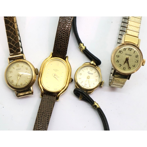 131 - 9ct gold cased ladies Rotary wristwatch with further vintage ladies wristwatches. P&P Group 1 (£14+V... 