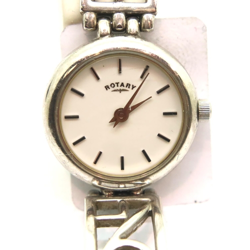 136 - Silver ladies Rotary wristwatch with Rennie Mackintosh style silver bracelet. P&P Group 1 (£14+VAT f... 