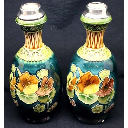 139 - Pair of hallmarked silver topped ceramic vases, H: 16.5 cm. P&P Group 2 (£18+VAT for the first lot a... 