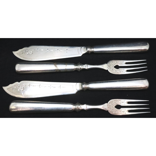 147 - Two 800 silver knives and forks, combined 208g. P&P Group 1 (£14+VAT for the first lot and £1+VAT fo... 