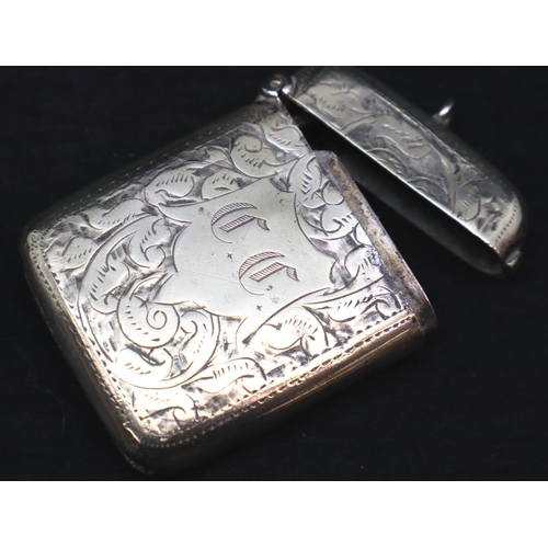 161 - White metal vesta case, L: 5 cm. P&P Group 1 (£14+VAT for the first lot and £1+VAT for subsequent lo... 