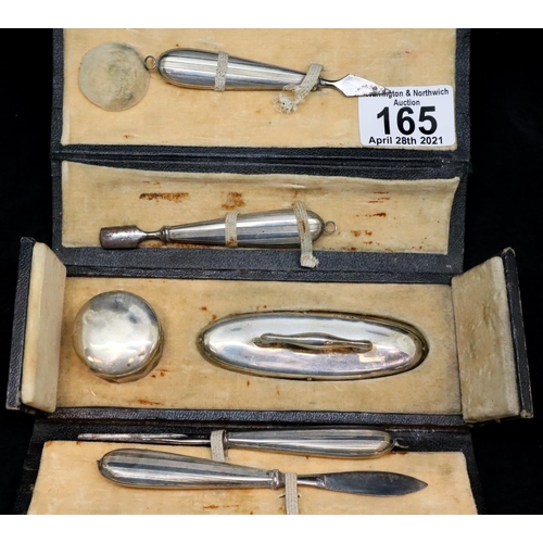 165 - Hallmarked silver ladies cased manicure set, L: 17 cm. P&P Group 1 (£14+VAT for the first lot and £1... 