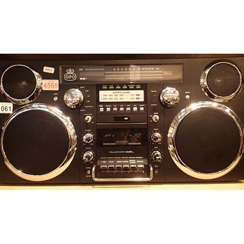 1061 - Black, GPO Brooklyn large 1980s-Style Boombox - CD, Cassette, DAB+ & FM Radio, USB, Bluetooth Receiv... 