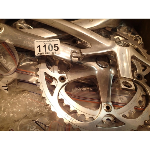 1105 - Large quantity of Campagnolo racing bike parts including three sets of brake calipers, three rear an... 