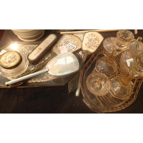 1215 - Two vintage dressing table sets. Not available for in-house P&P, contact Paul O'Hea at Mailboxes on ... 