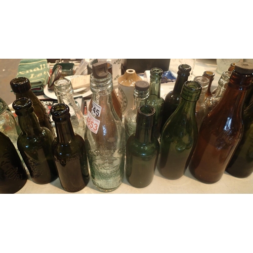 1245 - Collection of mixed antique glass bottles including codd bottles. Not available for in-house P&P, co... 