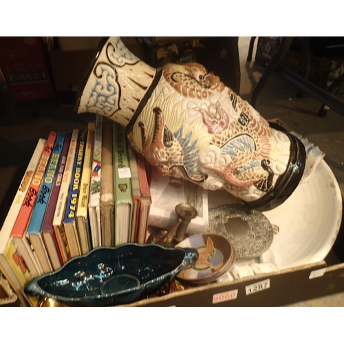 1287 - Box lot of child's annuals and mixed ceramics. Not available for in-house P&P, contact Paul O'Hea at... 