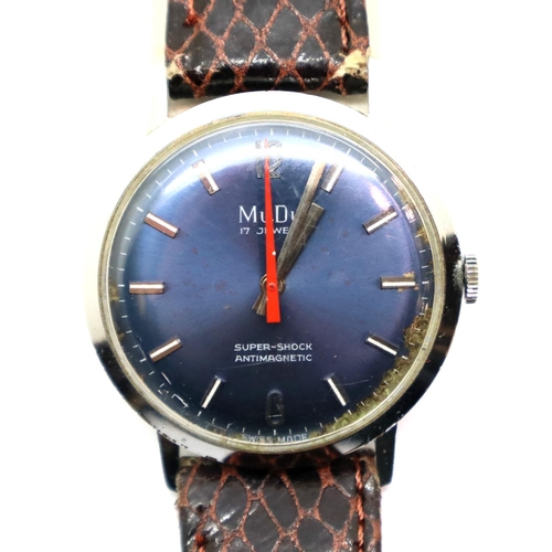 121 - MuDu mechanical gents wristwatch, working at lotting. P&P Group 1 (£14+VAT for the first lot and £1+... 