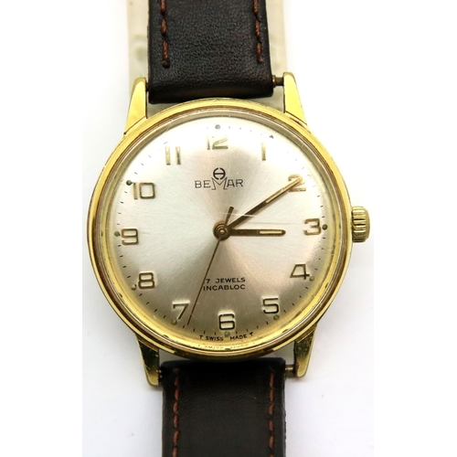 123 - Bemar gents 17 jewel mechanical wristwatch, working at lotting. P&P Group 1 (£14+VAT for the first l... 