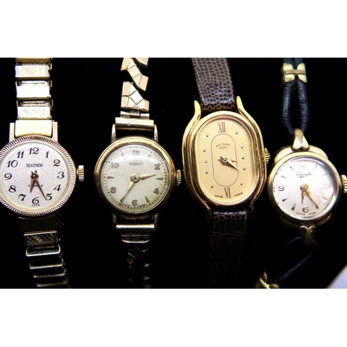 131 - 9ct gold cased ladies Rotary wristwatch with further vintage ladies wristwatches. P&P Group 1 (£14+V... 