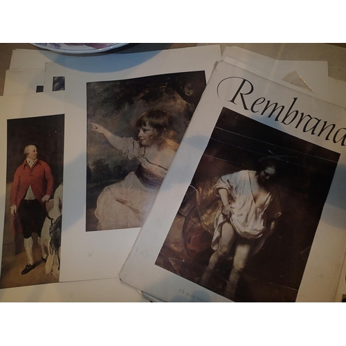 1401 - Mixed colour prints to include rembrandt,titian and British and folder of redoutes roses. Not availa... 