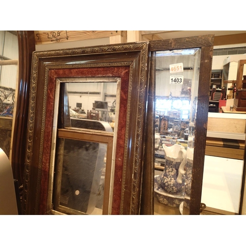 1403 - Two vintage framed mirrors and vintage wood guilt frame. Not available for in-house P&P, contact Pau... 