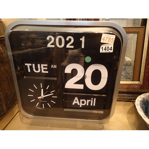 1404 - Large Karlsson day/date wall clock. Not available for in-house P&P, contact Paul O'Hea at Mailboxes ... 