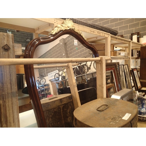 1405 - Large wood effect wall mirror 60 x 90 cm. Not available for in-house P&P, contact Paul O'Hea at Mail... 