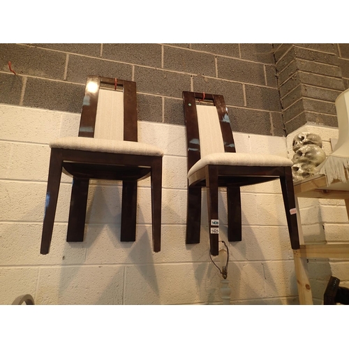 1425 - Pair of high back fabric seated dining chairs. Not available for in-house P&P, contact Paul O'Hea at... 