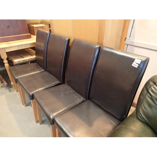 1445 - Set of four leather effect high back dining chairs. Not available for in-house P&P, contact Paul O'H... 