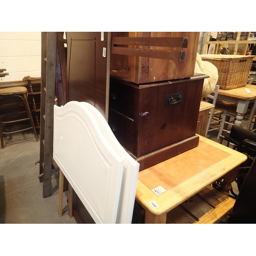 1446 - Mixed furniture to include double and single headboard, table setc sold on behalf of AGE UK. Not ava... 