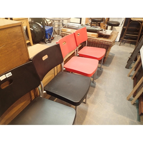 1450 - Pair of red and black plastic seated office chairs. Not available for in-house P&P, contact Paul O'H... 