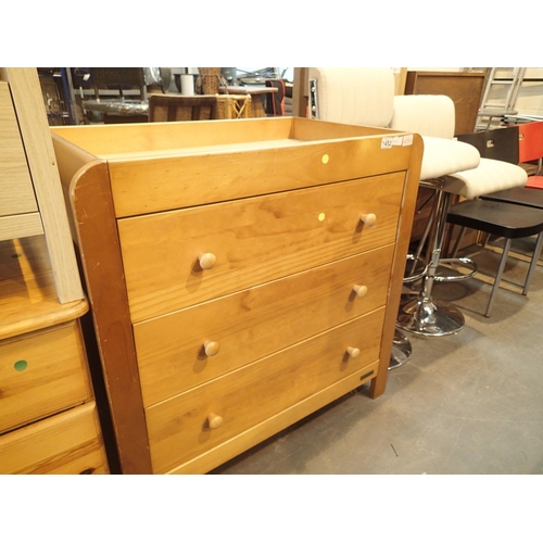 1452 - Pine baby three drawer changing unit. Not available for in-house P&P, contact Paul O'Hea at Mailboxe... 