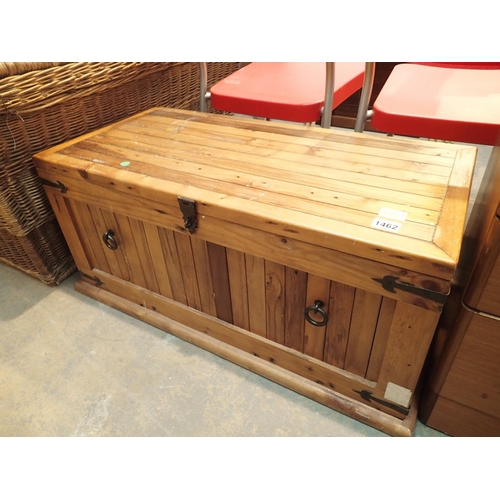 1462 - Pine mexican type storage chest. Not available for in-house P&P, contact Paul O'Hea at Mailboxes on ... 