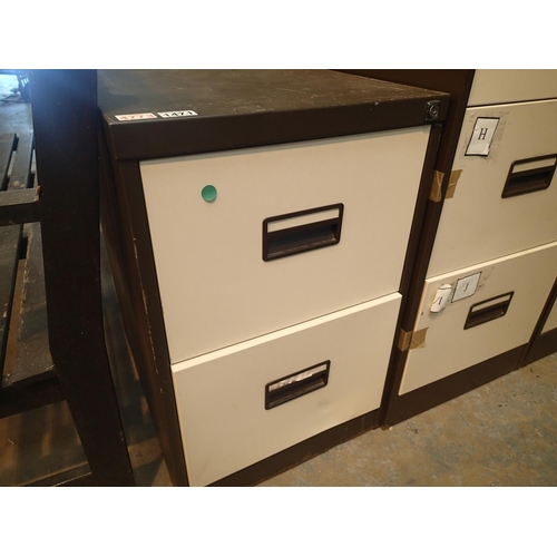 1471 - Metal two drawer filing cabinet. Not available for in-house P&P, contact Paul O'Hea at Mailboxes on ... 