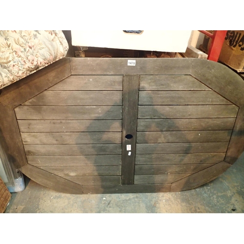 1478 - Wooden slatted garden table, measures 153 cm x 93 cm.  Not available for in house P&P, contact Paul ... 