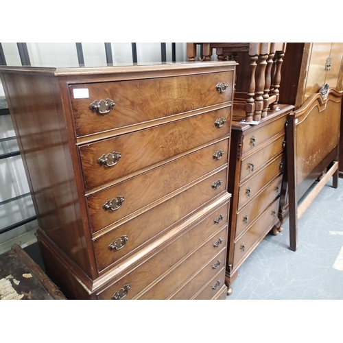 1490 - Large walnut eight drawer chest on chest. Not available for in-house P&P, contact Paul O'Hea at Mail... 