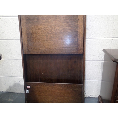 1493 - Oak slimline wall mounted bureau. Not available for in-house P&P, contact Paul O'Hea at Mailboxes on... 