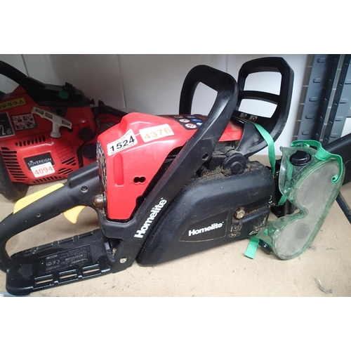 1524 - Homelite petrol chainsaw. Not available for in-house P&P, contact Paul O'Hea at Mailboxes on 01925 6... 