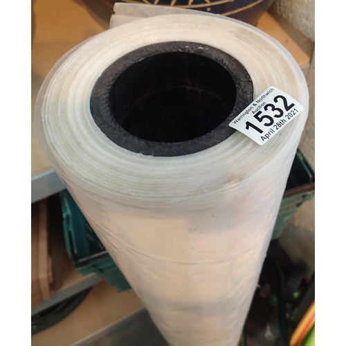 1532 - Roll of polythene covering. Not available for in-house P&P, contact Paul O'Hea at Mailboxes on 01925... 