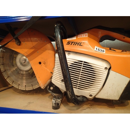 1538 - Stihl 410 stone cutter in working condition. Not available for in-house P&P, contact Paul O'Hea at M... 