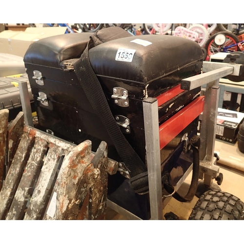 1560 - Fishing ACC box on a two wheeled aluminium framed carrier. Not available for in-house P&P, contact P... 