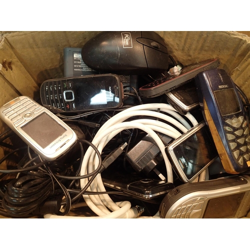 1563 - A selection of various electric cables and a small selection of old mobile phones. Not available for... 