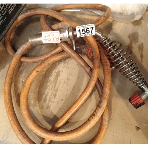 1567 - Plumbers blow torch with gas bottle connector. Not available for in-house P&P, contact Paul O'Hea at... 