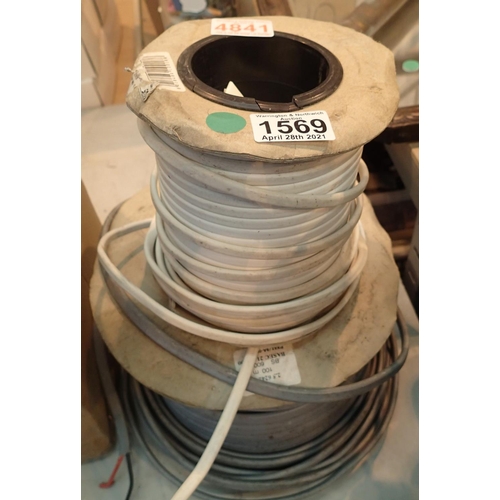 1569 - Two rolls of industrial two core copper electric wire. Not available for in-house P&P, contact Paul ... 