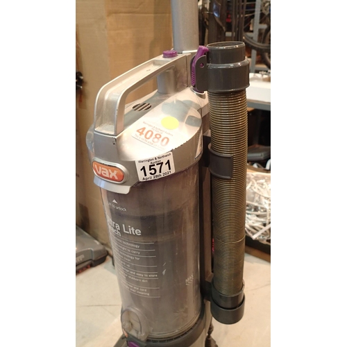 1571 - Vax Ultra Lite reach hoover. Not available for in-house P&P, contact Paul O'Hea at Mailboxes on 0192... 