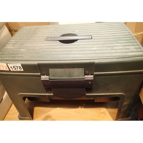 1578 - Portable toolbox with a small selection of tools. Not available for in-house P&P, contact Paul O'Hea... 