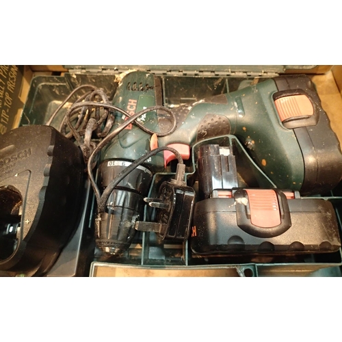 1587 - Cased Bosch PSR 18 volt cordless drill. Not available for in-house P&P, contact Paul O'Hea at Mailbo... 