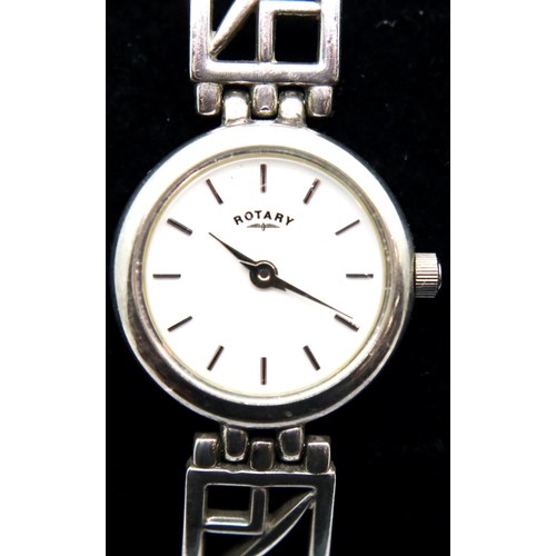 136 - Silver ladies Rotary wristwatch with Rennie Mackintosh style silver bracelet. P&P Group 1 (£14+VAT f... 