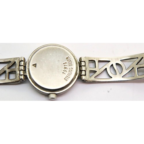 136 - Silver ladies Rotary wristwatch with Rennie Mackintosh style silver bracelet. P&P Group 1 (£14+VAT f... 